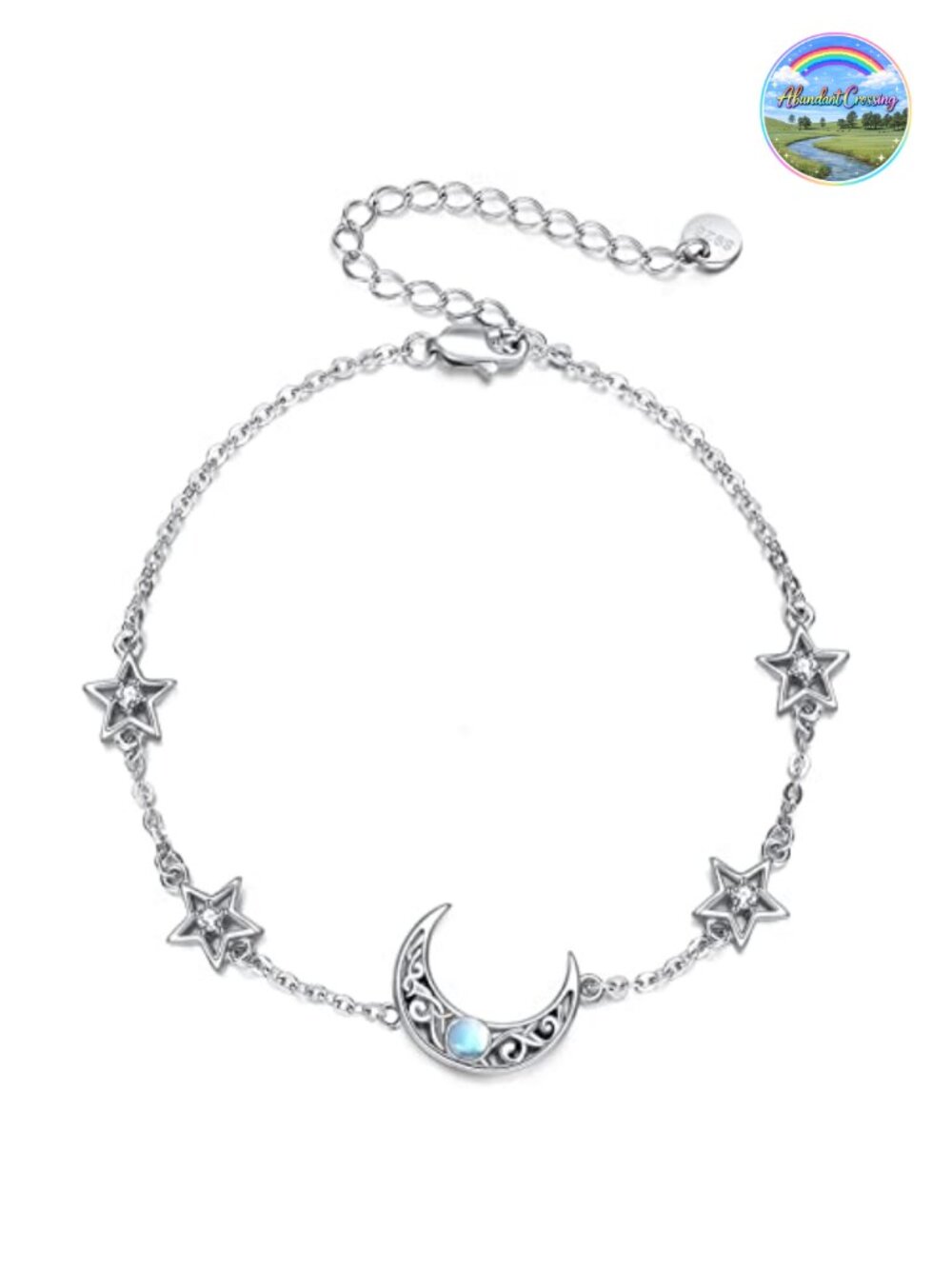 925 Sterling Silver Celtic Moon Moonstone Link Bracelet